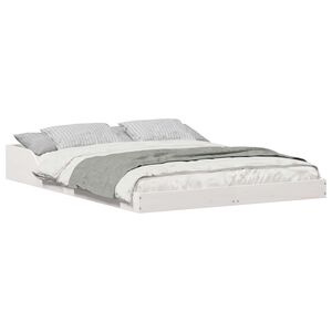 vidaXL Bed Frame White 140 x 190 cm Solid Pine Wood
