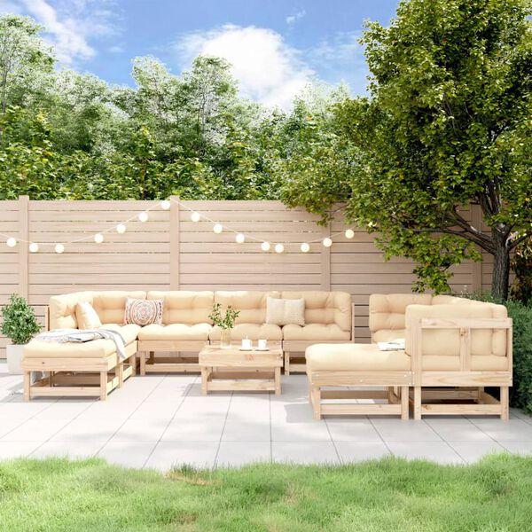 vidaXL 11 Piece Garden Lounge Set Solid Wood Pine
