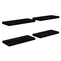 vidaXL Floating Wall Shelves 4 pcs High Gloss Black 60x23.5x3.8 cm MDF