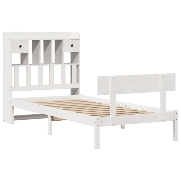 vidaXL Bookcase Bed without Mattress White 90x190 cm Single Solid Wood Pine