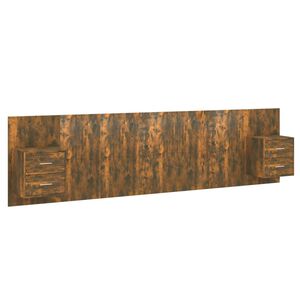 vidaXL Bed Headboard with Cabinets Smoked Oak Engineered Wood
