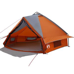 vidaXL Teepee Tent 8-Person Grey and Orange 490 x 410 x 210 cm