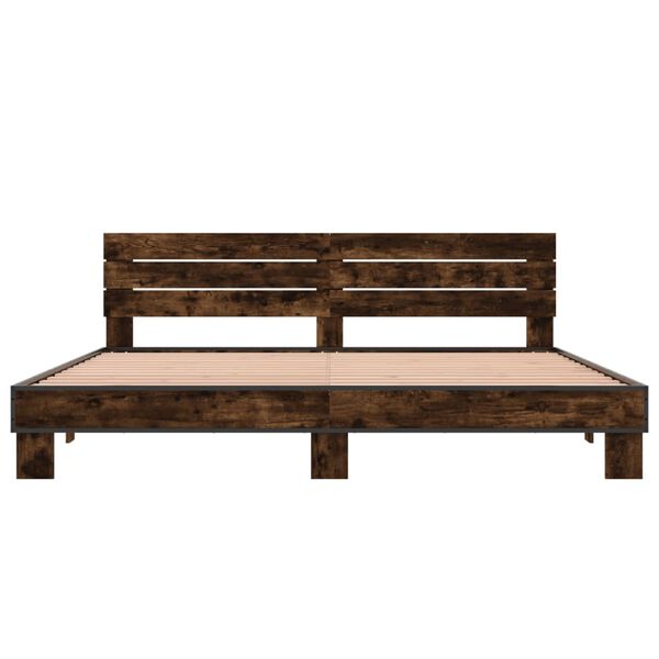 vidaXL Bed Frame without Mattress Smoked Oak 200x200 cm