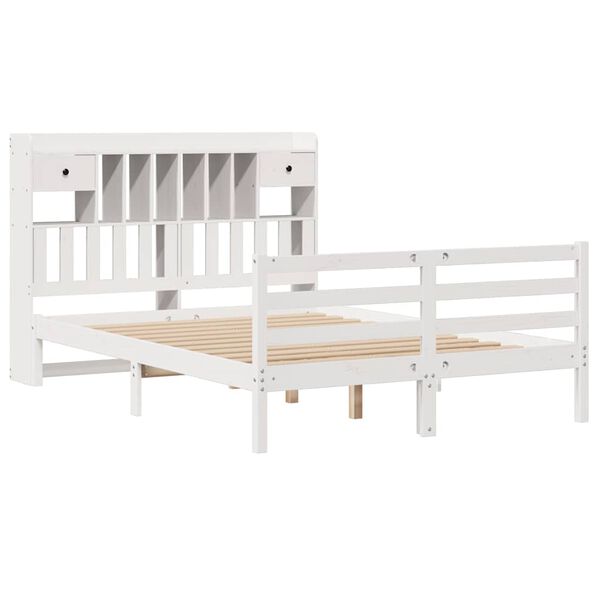 vidaXL Bookcase Bed without Mattress White 140x190 cm Solid Wood Pine
