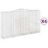 vidaXL Arched Gabion Baskets 4 pcs 400x50x220/240 cm Galvanised Iron