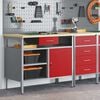 vidaXL Work Bench with Drawer with Shelf Red and Grey 100 x 55 x 85 cm