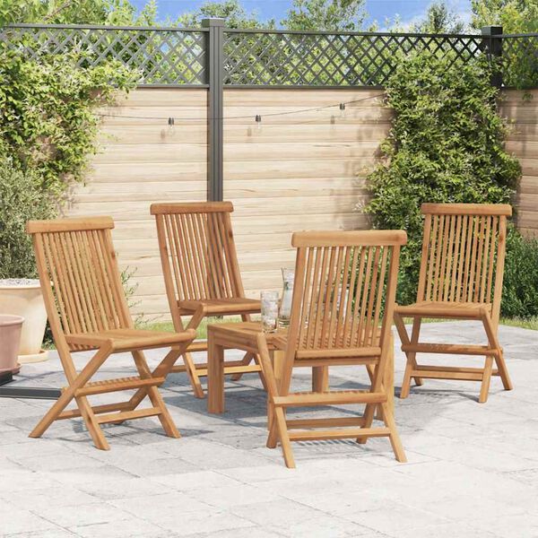 vidaXL Folding Garden Chairs 4 pcs Solid Teak Wood