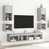 vidaXL 8 Piece TV Wall Units with LED Grey Sonoma Engineered Wood