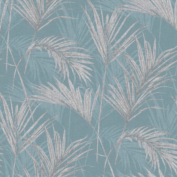DUTCH WALLCOVERINGS Wallpaper Palm Springs Blue and Grey