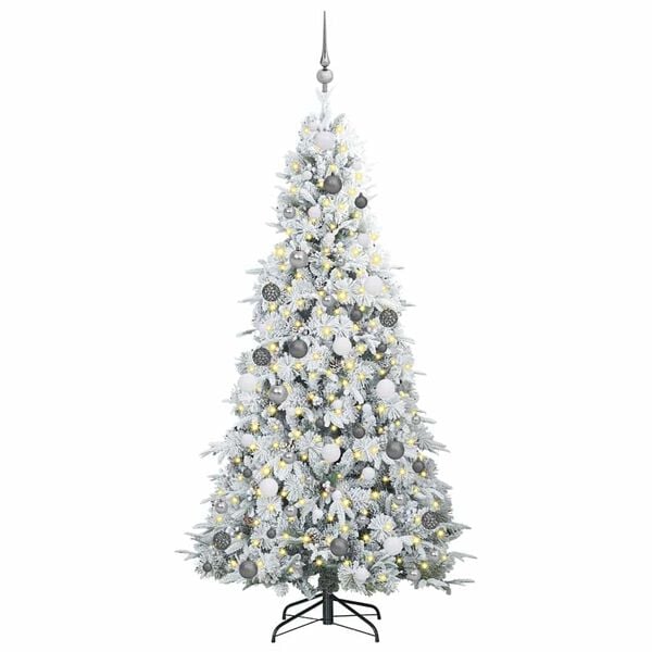 vidaXL Artificial Hinged Christmas Tree White 210 cm PE and PVC