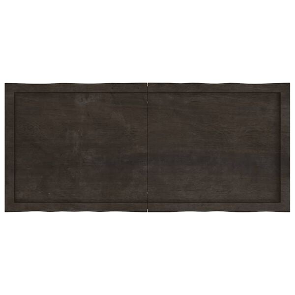 vidaXL Table Top Dark Brown 120x50x(2-4) cm Treated Solid Wood Live Edge