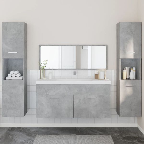 vidaXL 4 Piece Bathroom Furniture Set Concrete Grey Engineered Wood