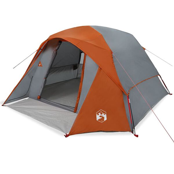 vidaXL Family Tent Cabin 6-Person Grey and Orange Waterproof