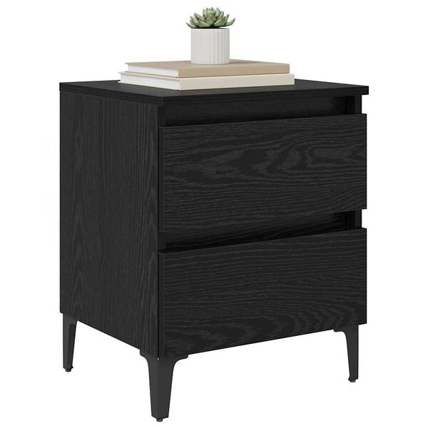 vidaXL Bedside Cabinet 2 pcs Black oak 40 x 35 x 50 cm Engineered wood