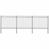 vidaXL Garden Fence with Hoop Top Steel 504x150 cm Black