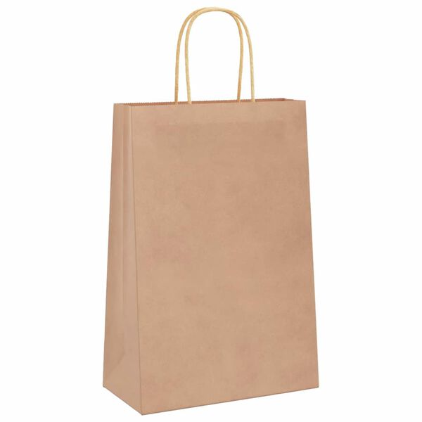 vidaXL Paper Bags 250 pcs with Handles Brown 21x11x31 cm