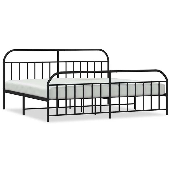 vidaXL Metal Bed Frame without Mattress with Footboard Black 200x200cm