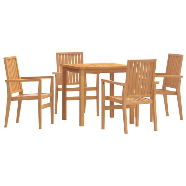 vidaXL 5 Piece Garden Dining Set Solid Wood Teak
