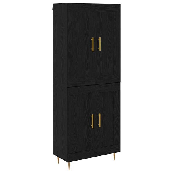 vidaXL Highboard Black Oak 69.5 x 34 x 180 cm Engineered Wood