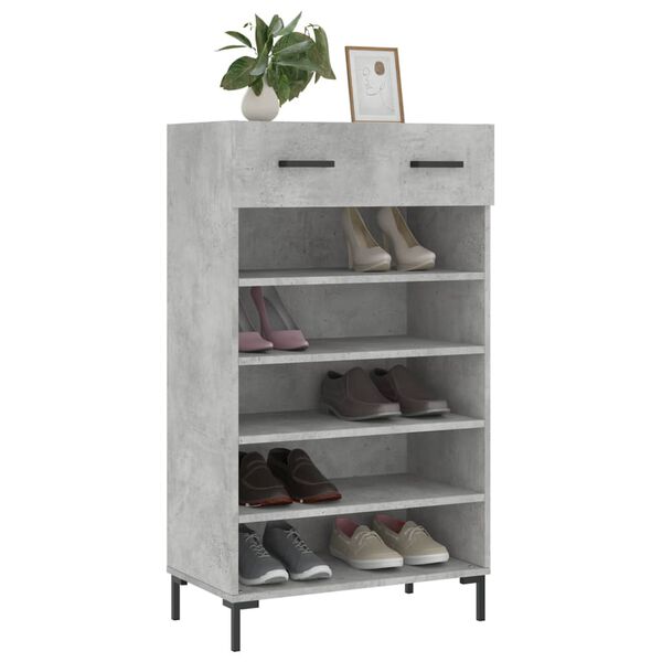 vidaXL Shoe Cabinet Concrete Grey 60x35x105 cm Engineered Wood