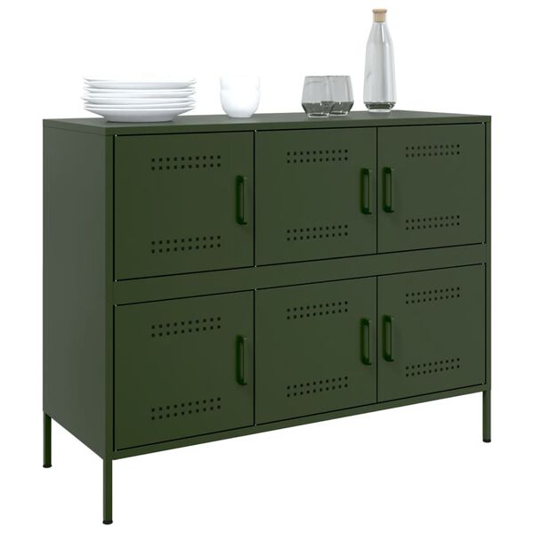 vidaXL Sideboard Olive Green 100.5x39x79 cm Steel