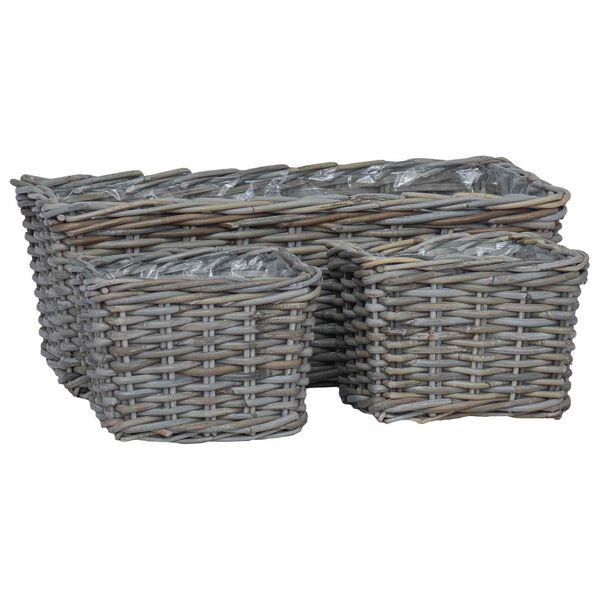 vidaXL Planter Basket with Storage 3 pcs Grey