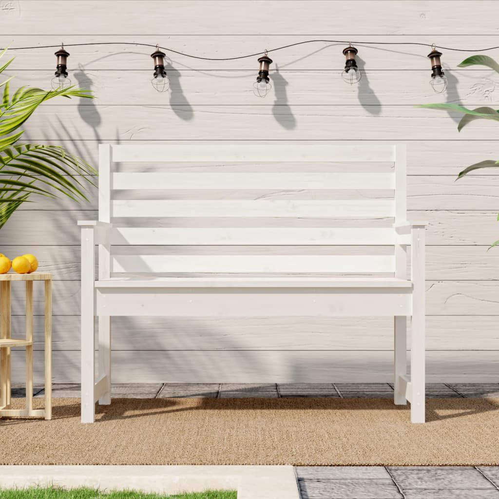 vidaXL Garden Bench White 109x48x91.5 cm Solid Wood Pine vidaXL
