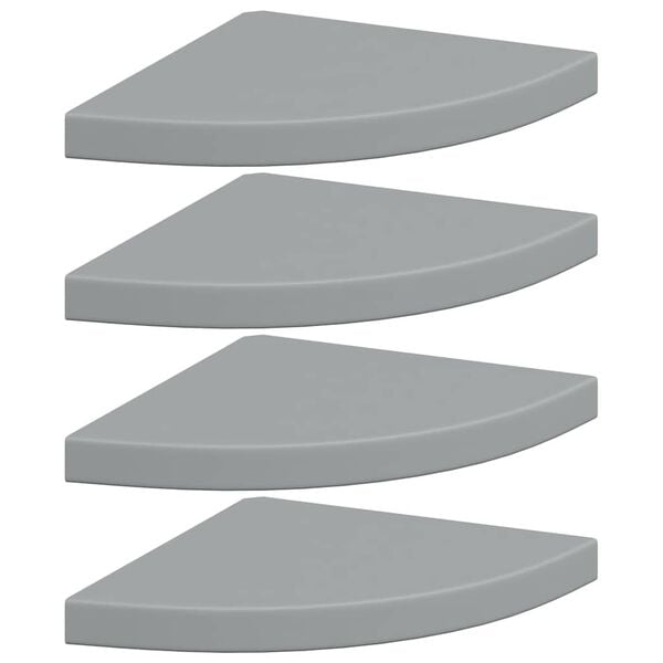 vidaXL Floating Corner Shelves 4 pcs Grey 35x35x3.8 cm MDF