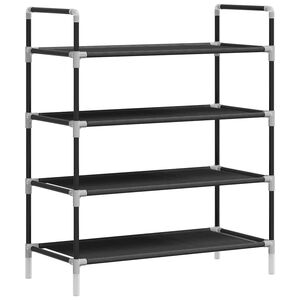 vidaXL Shoe Rack with 4 Shelves Metal and Non-woven Fabric Black