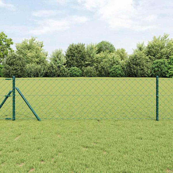 vidaXL Fence Post Green 25 x 0.4 m (60 x 60 mm mesh) Steel and PVC