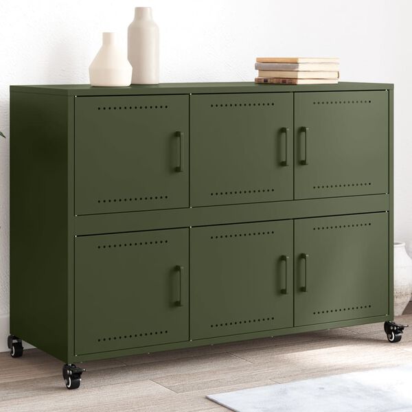 vidaXL Sideboard Olive Green 100.5x39x72 cm Steel