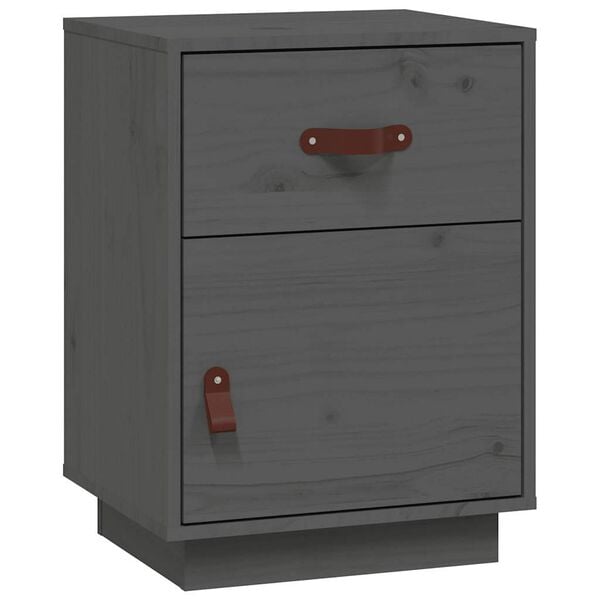 vidaXL Bedside Cabinets 2 pcs Grey 40x34x55 cm Solid Wood Pine