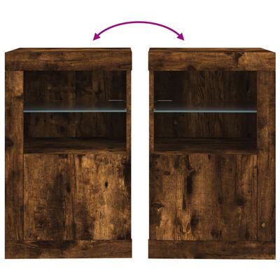vidaXL Side Cabinet with LED Lights Smoked Oak Engineered Wood