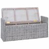 vidaXL Storage Bench with Cushion White Wash 110 x 40 x 50 cm Rattan