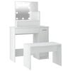 vidaXL Dressing Table Set with LED White Engineered Wood