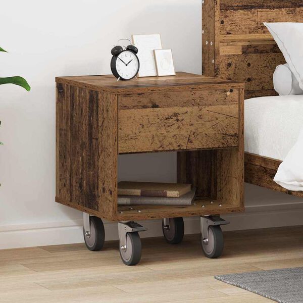 vidaXL Bedside Table Old Wood 40.5 x 40 x 48 cm Engineered Wood