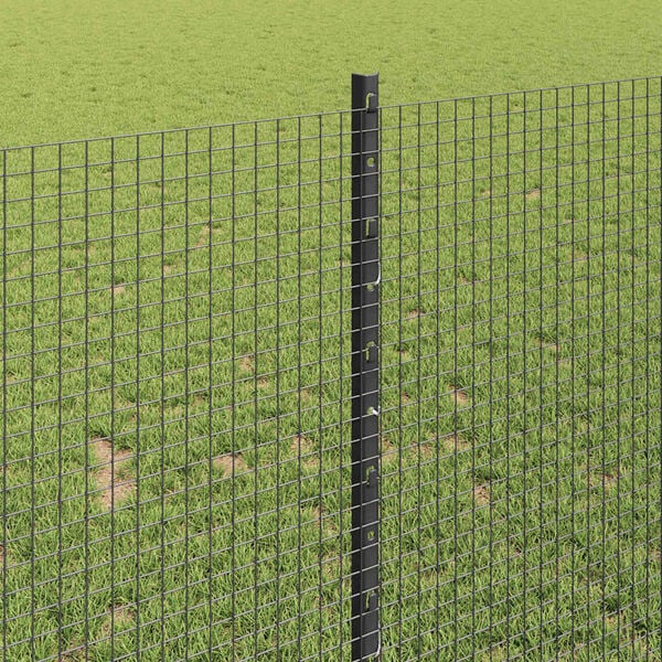 vidaXL Fence with Post Grey 1 x 100 m Steel and PVC