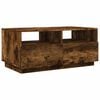 vidaXL Coffee Table with LED Lights Smoked Oak 90x49x40 cm