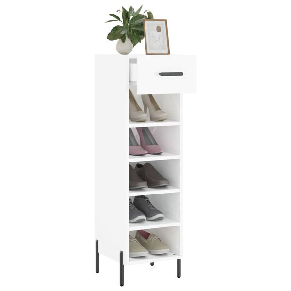 vidaXL Shoe Cabinet High Gloss White 30x35x105 cm Engineered Wood