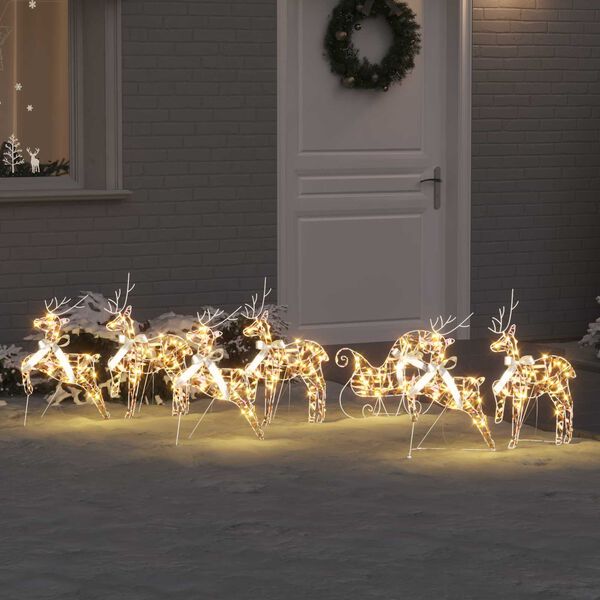 vidaXL LED Reindeers with 40 LEDs 7 pcs Multicoulur PET