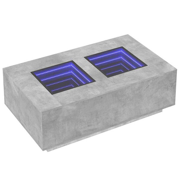 vidaXL Coffee Table with Infinity LED Concrete Grey 116x69x40 cm
