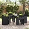 vidaXL Garden Dining Set 5 pcs Black Poly Rattan