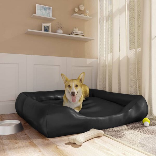 vidaXL Dog Bed Black 120x100x27 cm Faux Leather