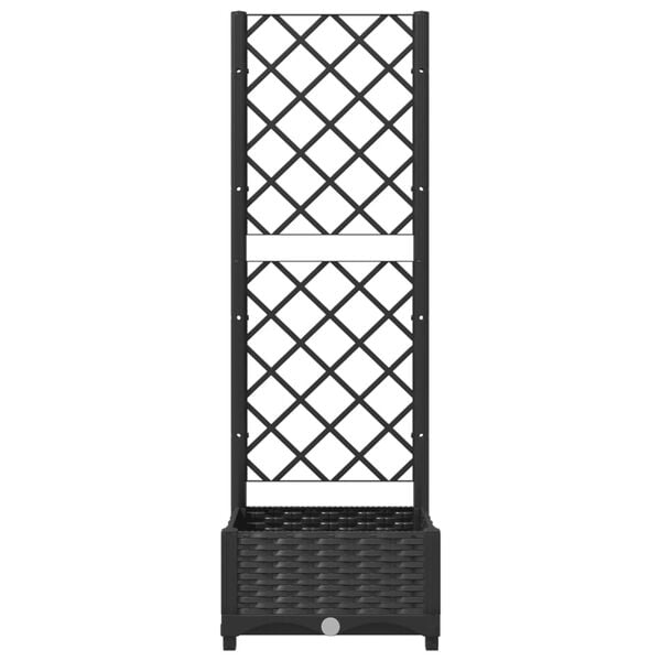 vidaXL Garden Planter with Trellis Black 40x40x121.5 cm PP