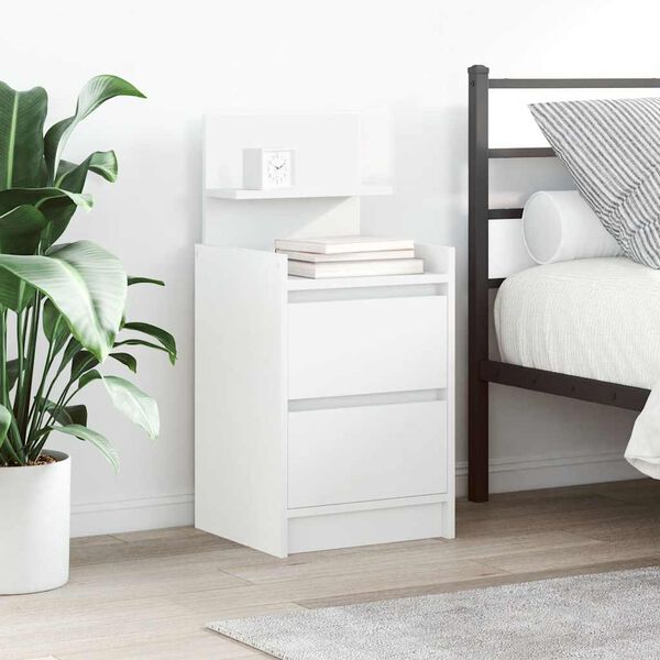 vidaXL Bedside Cabinet with 2 Drawers White 38x34x80 cm