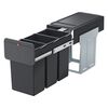 Hailo Built-in Waste Bucket EcoLine 3x10L Black