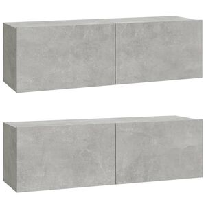 vidaXL Wall TV Cabinets 2 pcs Concrete Grey 100x30x30 cm Engineered Wood