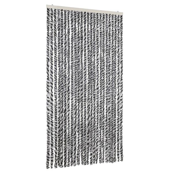 vidaXL Fly Curtain Grey and Black and White 100x220 cm Chenille