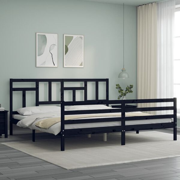 vidaXL Bed Frame without Mattress Black 200x200 cm Solid Wood