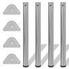 vidaXL Table Leg | Set of 4 | Brushed nickel | Iron | Large | Adjustable Feet